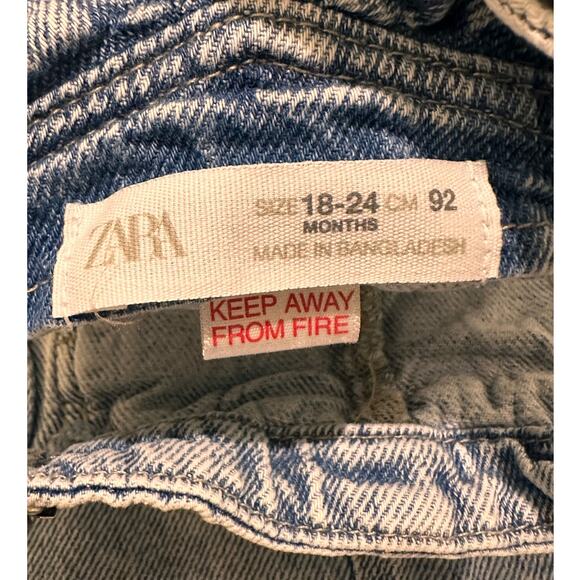 Zara "Brave The Wave" Light Wash Denim Shortalls, 18-24M - Picture 2 of 5